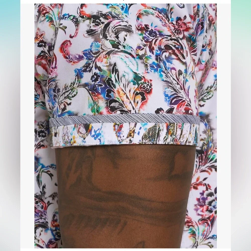 NWT Robert Graham Men's Monsoon Short Sleeve Woven Button Down Shirt - Picture 9 of 10